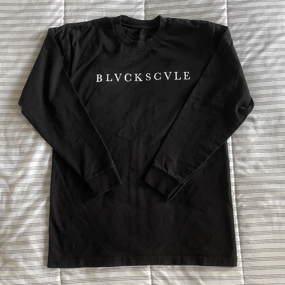 MEN'S  TEE LONG SLEEVE BLACK COTTON SIZE L - Picture 1 of 7